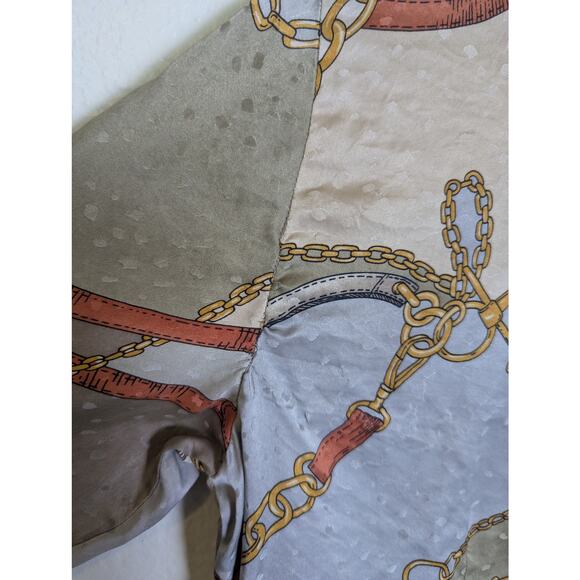 Talbots Petites Pure Silk Gold Button Up Blouse Women Size 4 Equestrian Chain - Picture 8 of 12